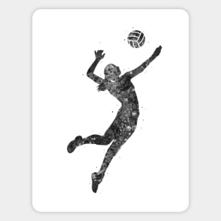 Volleyball player girl black and white Magnet